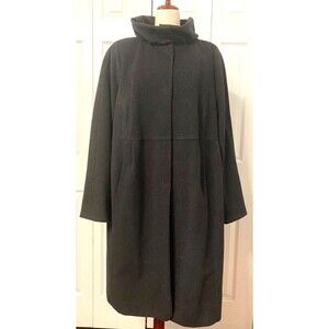 MARINA RINALDI Women's 27 US 18W WOOL CASHMERE Long Coat Jacket Dark Gray Trench